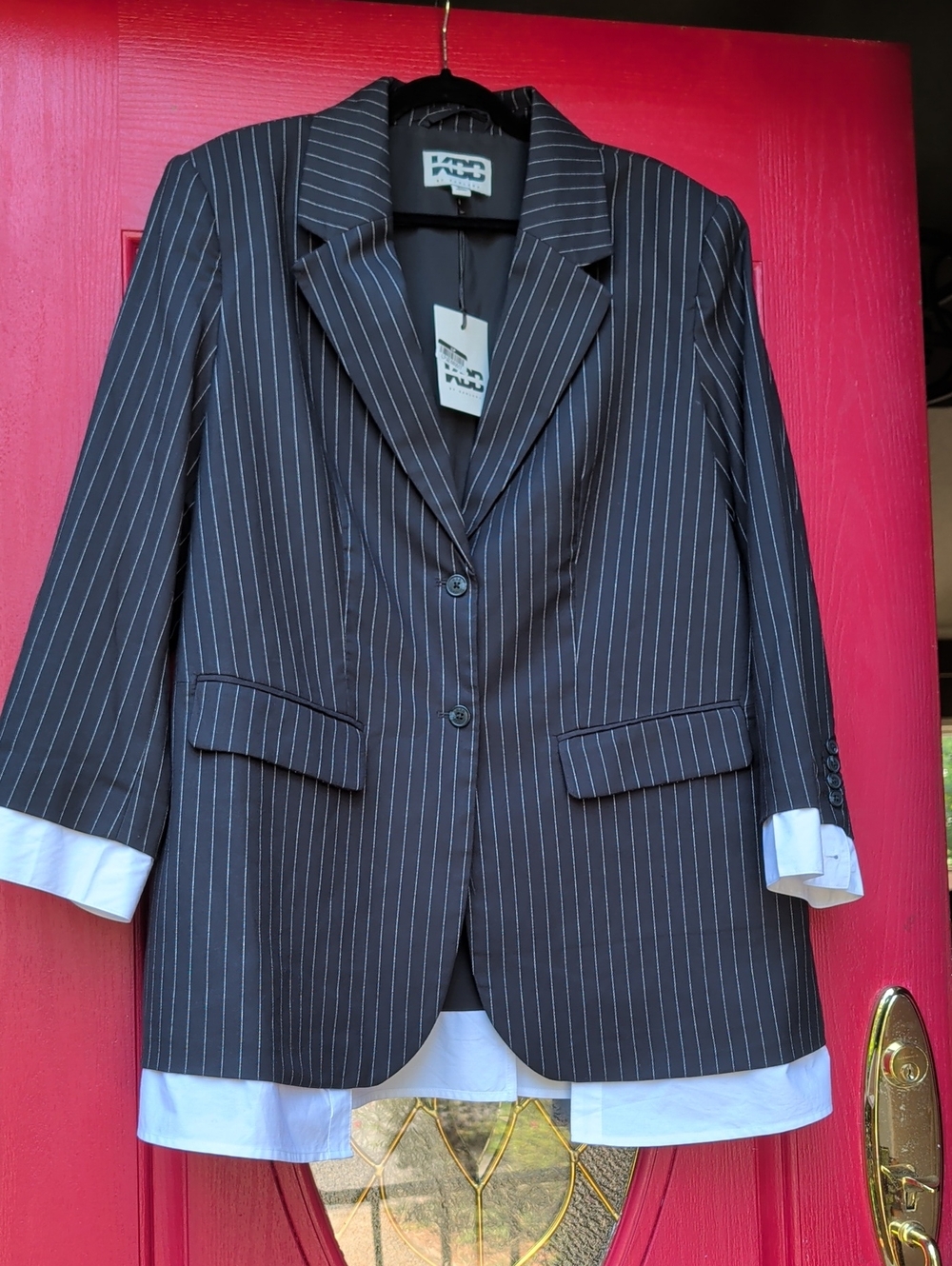 NWT - KBB by Kahlana - "The Shirt Blazer" - Navy Blue Pinstripe